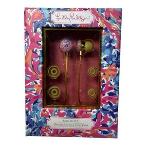 Lilly Pulitzer Coco Coral Crab Ear Buds – Volume Control NEW